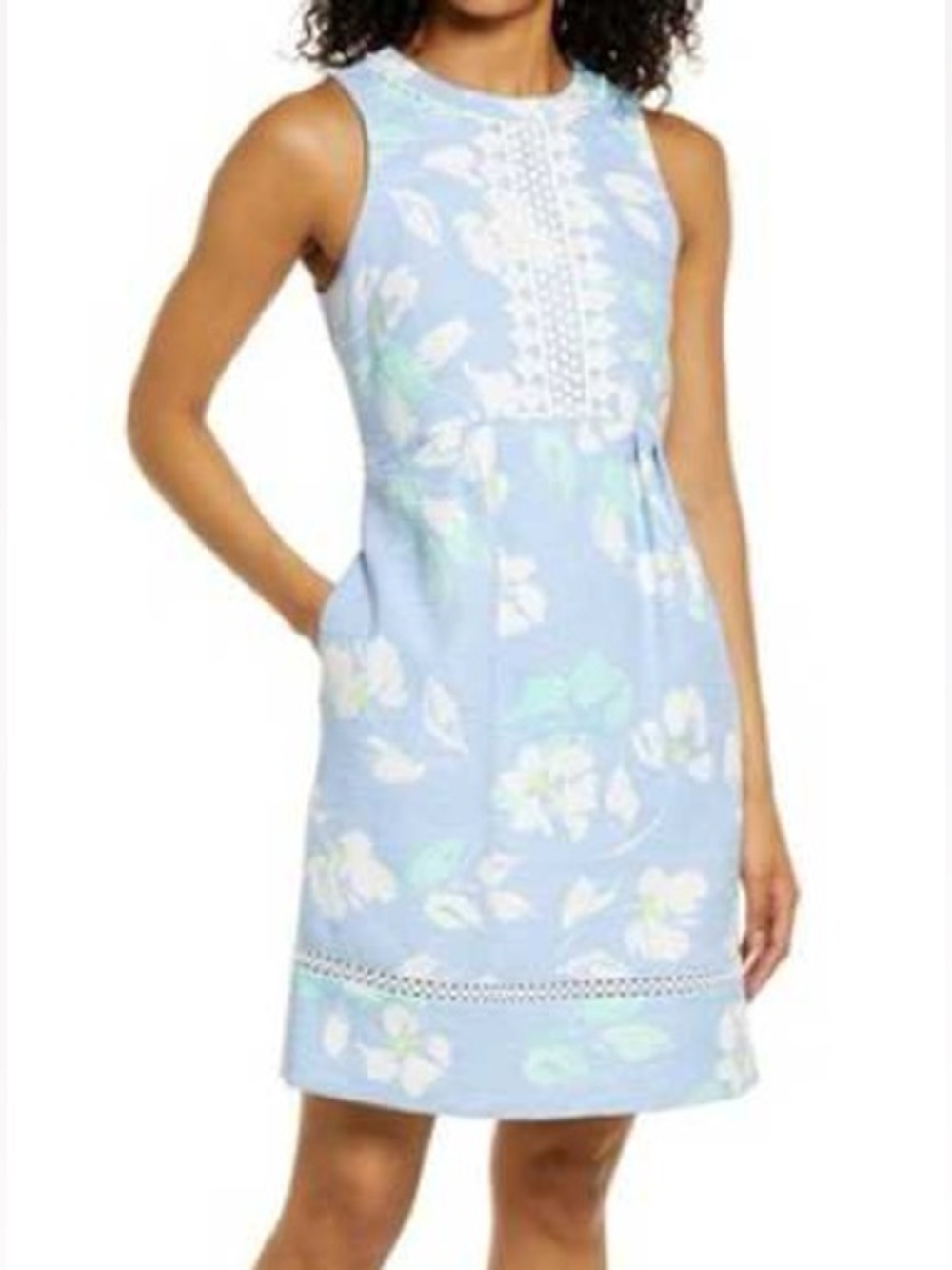 Eliza J Blue Floral Sleeveless Shift Dress Size 8